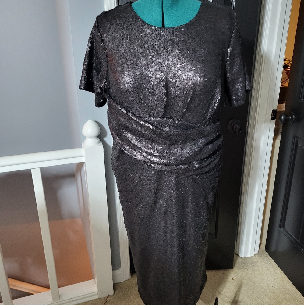 Eloquii Black Sequined Dress size 18
